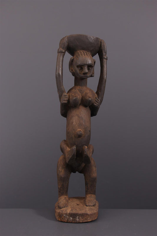 Statue Bambara porteuse de coupe